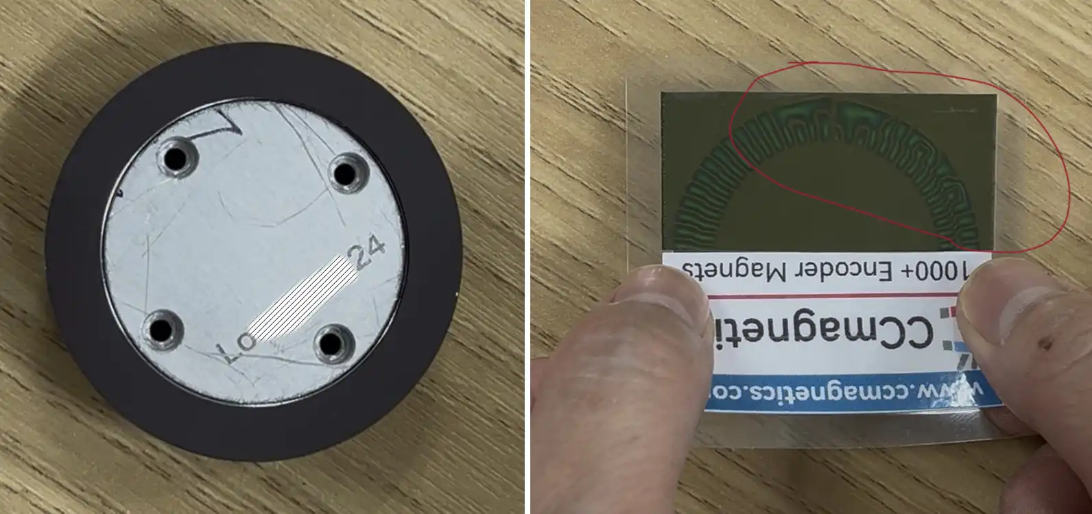 ❌Affected encoder magnet (After contact with strong magnets)