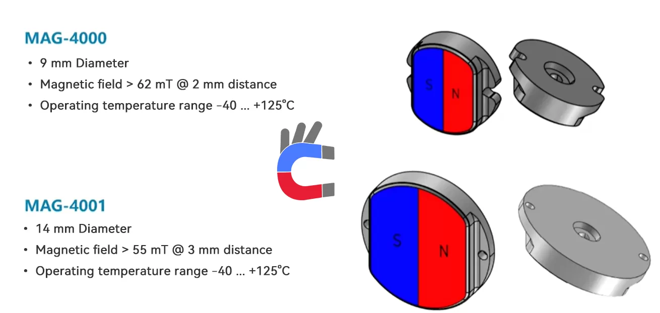 On-axis diametrical magnet target for solid shaft encoder MAG4000 MAG4001 specifications