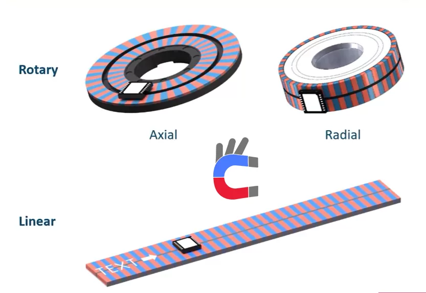 Off-axis radial and axial multi-pole wheel target for hollow shaft magnetic encoder